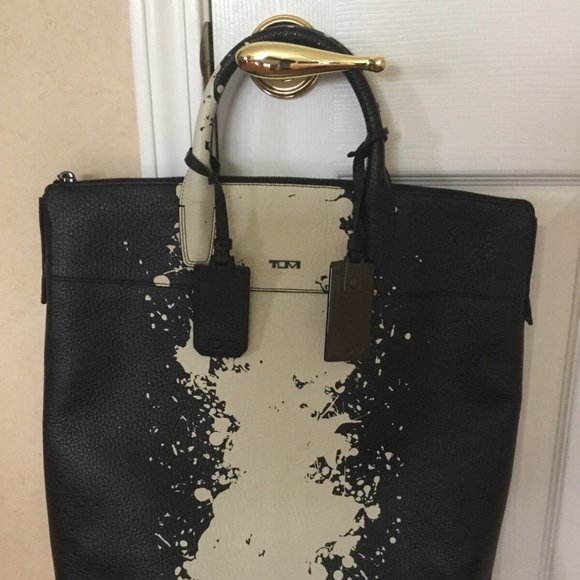 New Tumi Landon Whitman Leather Tote - Black/Ivory - Picture 5 of 5